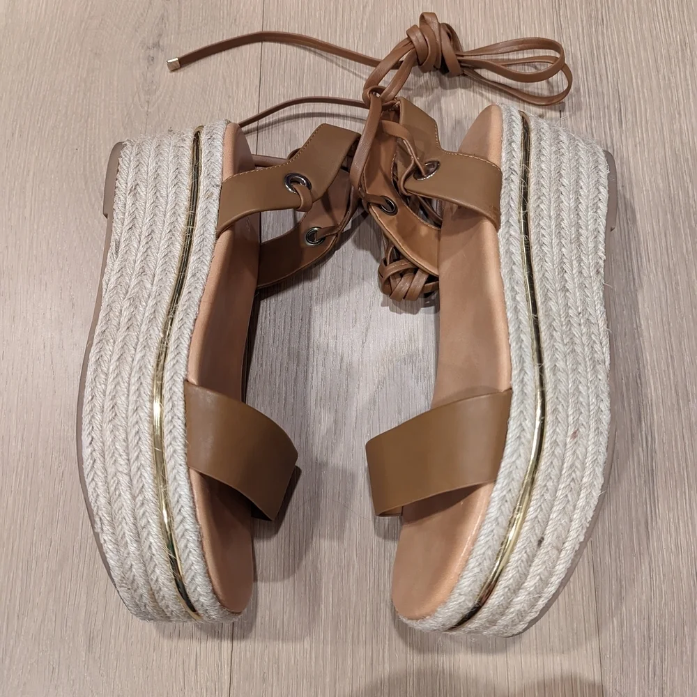 Women's Tan and Brown Espadrille Sandals